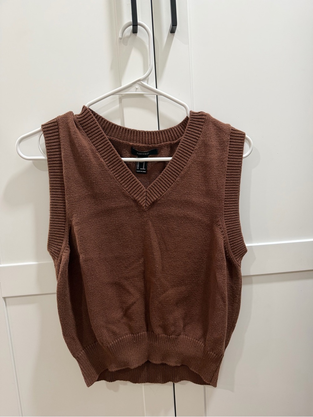 Forever 21 Brown V-Neck Knit Sweater Vest